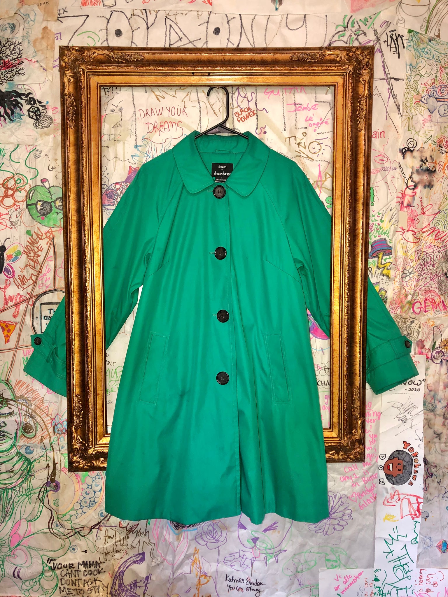 Vintage Green Trench Rain Coat